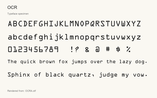 Typeface specimen rendered from the distributed font