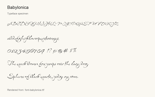 Typeface specimen rendered from the distributed font