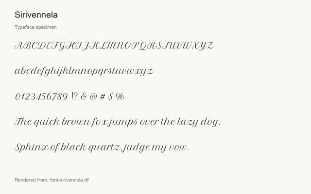 Typeface specimen rendered from the distributed font