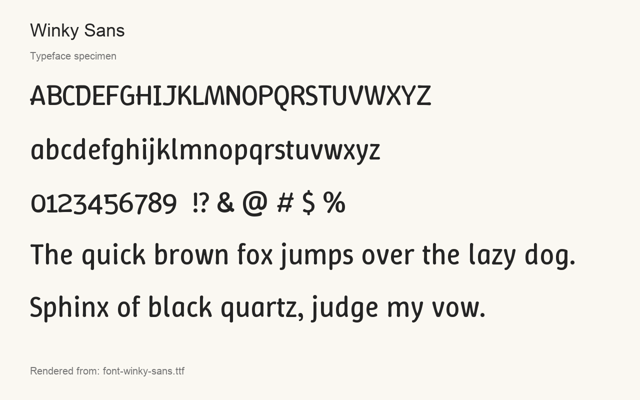 Typeface specimen rendered from the distributed font