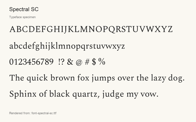 Typeface specimen rendered from the distributed font