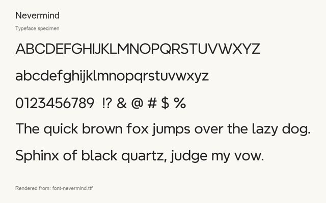 Typeface specimen rendered from the distributed font