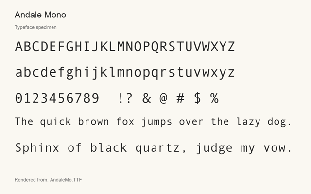 Typeface specimen rendered from the distributed font