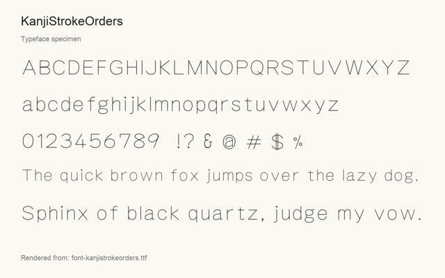 Typeface specimen rendered from the distributed font