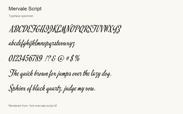 Typeface specimen rendered from the distributed font