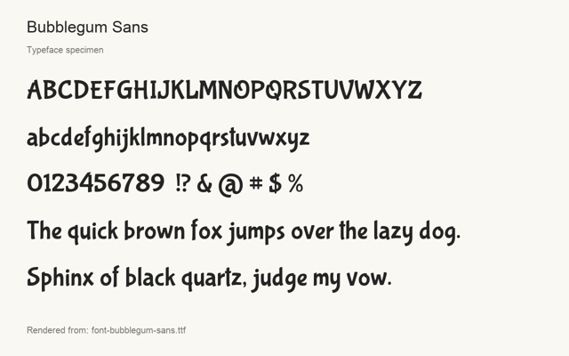 Typeface specimen rendered from the distributed font