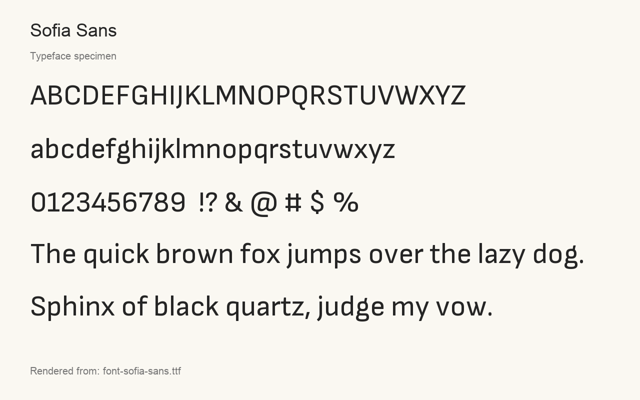 Typeface specimen rendered from the distributed font
