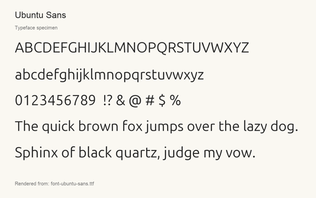 Typeface specimen rendered from the distributed font