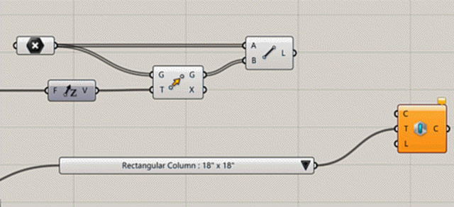 Interfaz de programación visual Grasshopper en Rhinoceros.