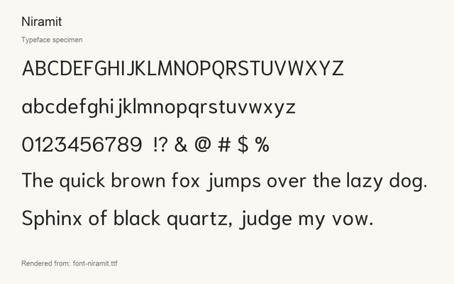 Typeface specimen rendered from the distributed font