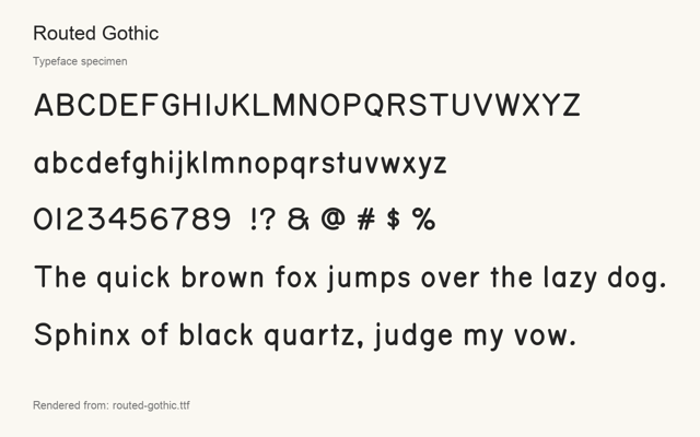 Typeface specimen rendered from the distributed font