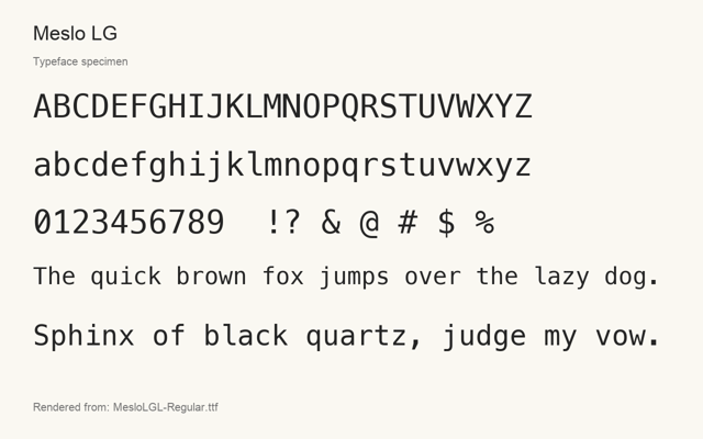 Typeface specimen rendered from the distributed font