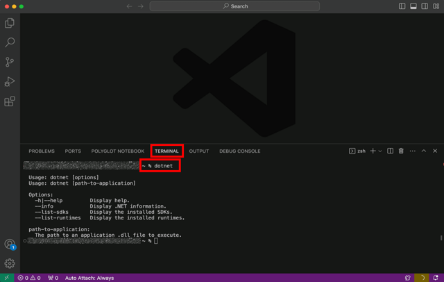 公式の Microsoft チュートリアル: VS Code の Mac ターミナルで dotnet CLI。任意のエディターであり、単体の SDK GUI ではありません。