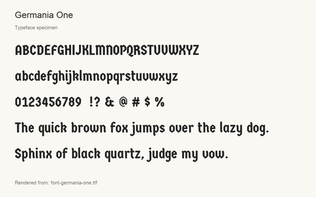 Typeface specimen rendered from the distributed font