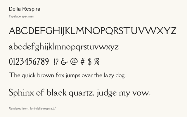 Typeface specimen rendered from the distributed font