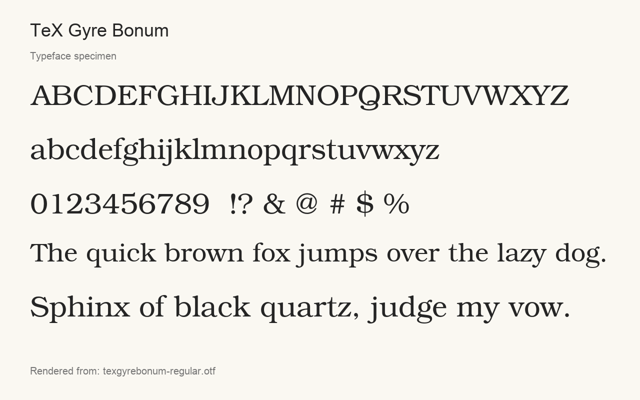 Typeface specimen rendered from the distributed font