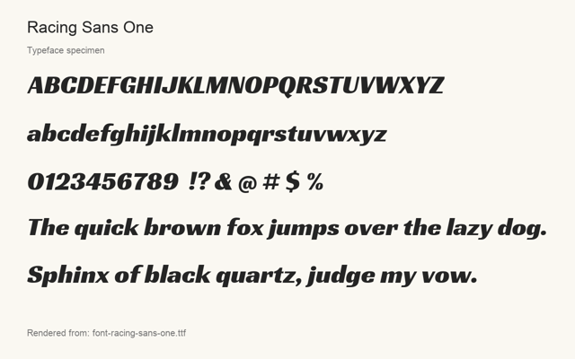 Typeface specimen rendered from the distributed font