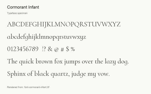 Typeface specimen rendered from the distributed font