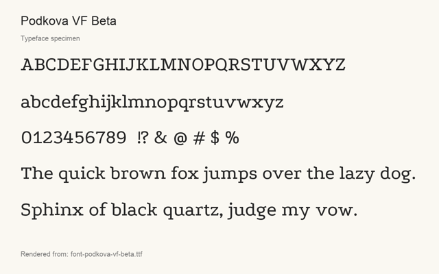 Typeface specimen rendered from the distributed font