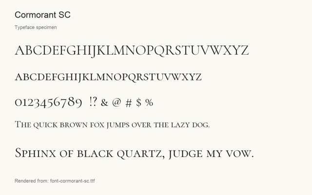 Typeface specimen rendered from the distributed font