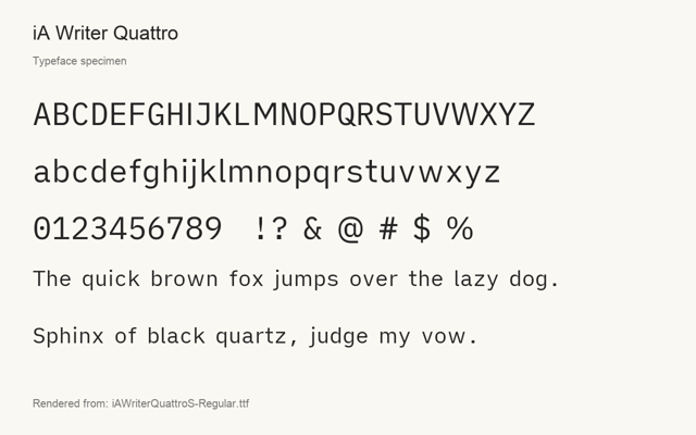 Typeface specimen rendered from the distributed font