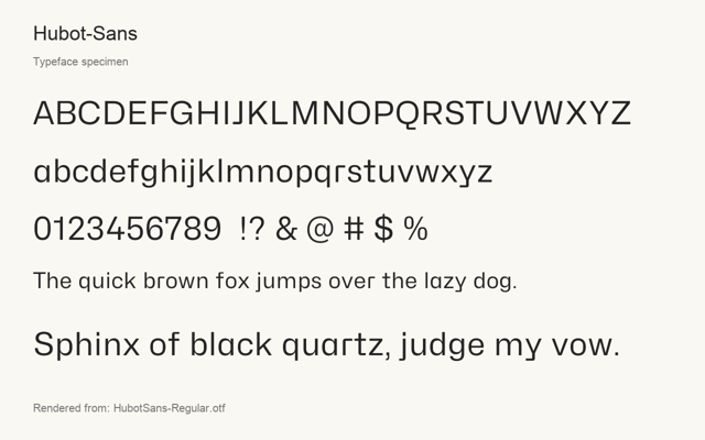 Typeface specimen rendered from the distributed font