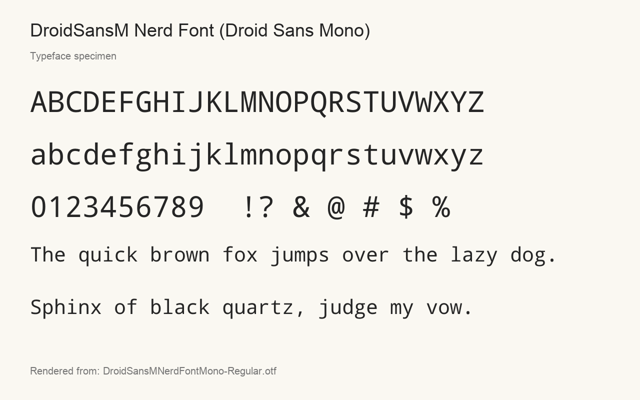Typeface specimen rendered from the distributed font