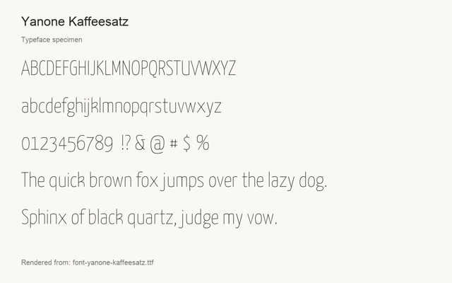 Typeface specimen rendered from the distributed font