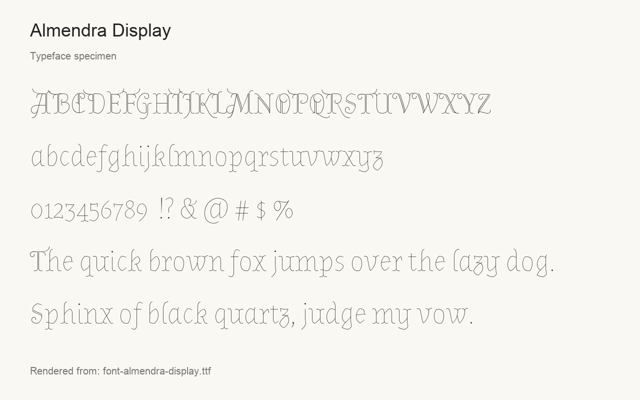Typeface specimen rendered from the distributed font