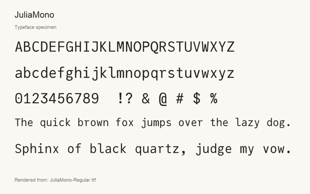 Typeface specimen rendered from the distributed font