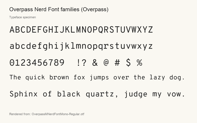 Typeface specimen rendered from the distributed font
