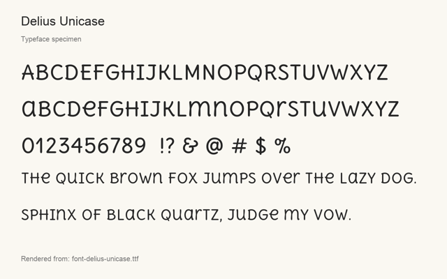 Typeface specimen rendered from the distributed font