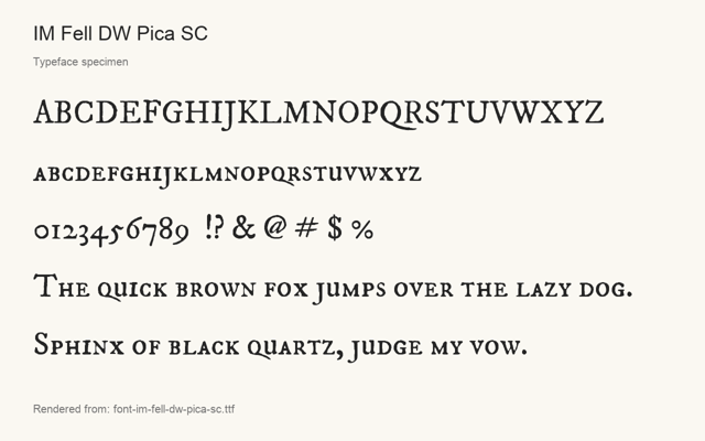 Typeface specimen rendered from the distributed font