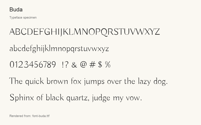 Typeface specimen rendered from the distributed font
