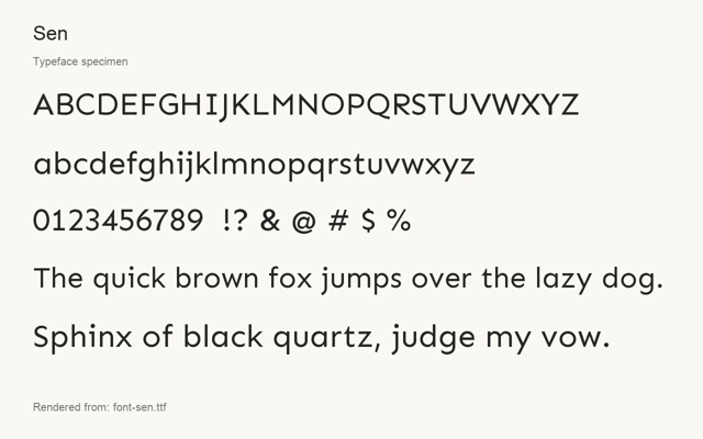 Typeface specimen rendered from the distributed font