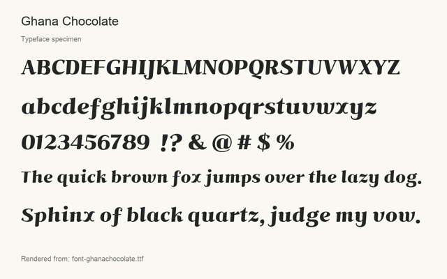 Typeface specimen rendered from the distributed font