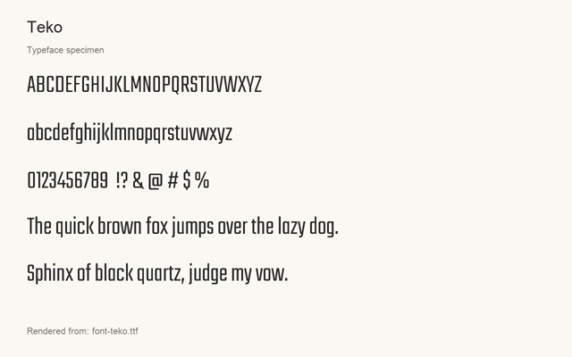 Typeface specimen rendered from the distributed font