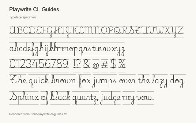 Typeface specimen rendered from the distributed font