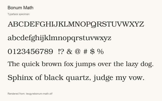 Typeface specimen rendered from the distributed font