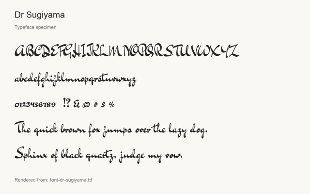 Typeface specimen rendered from the distributed font