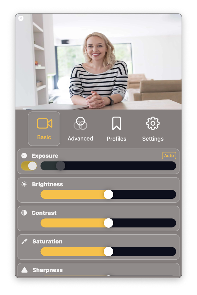 CameraController の公式基本カメラ設定ウィンドウ