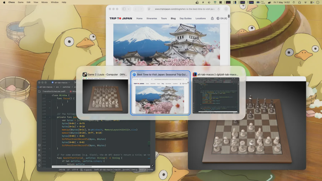 Exemplo oficial do repositório do Mac do alternador de janelas em miniatura; imagem ilustrativa, não uma captura nova do 11.9.0.