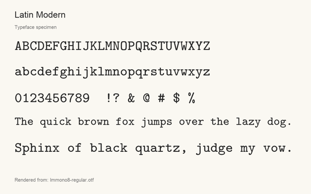 Typeface specimen rendered from the distributed font