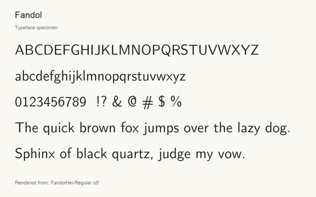 Typeface specimen rendered from the distributed font