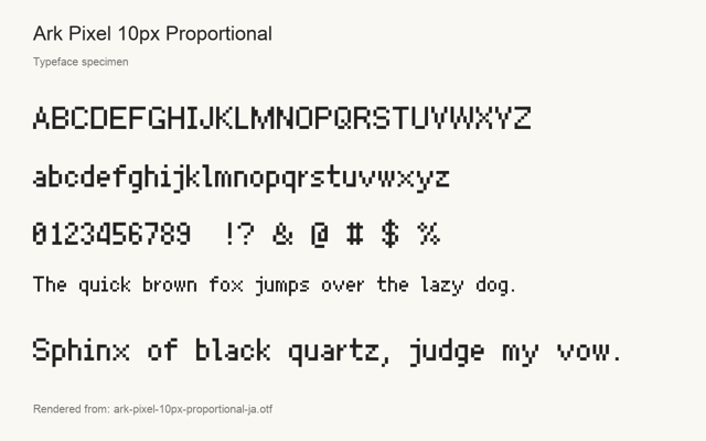 Typeface specimen rendered from the distributed font