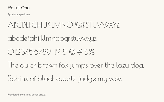 Typeface specimen rendered from the distributed font