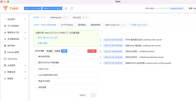 Official historical macOS preview of MITM proxy controls and startup logs.