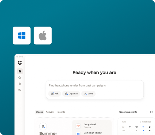 Dropbox Dash desktop app — official interface illustration