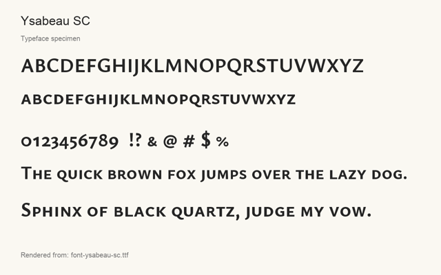Typeface specimen rendered from the distributed font