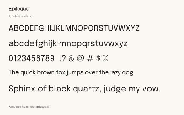 Typeface specimen rendered from the distributed font